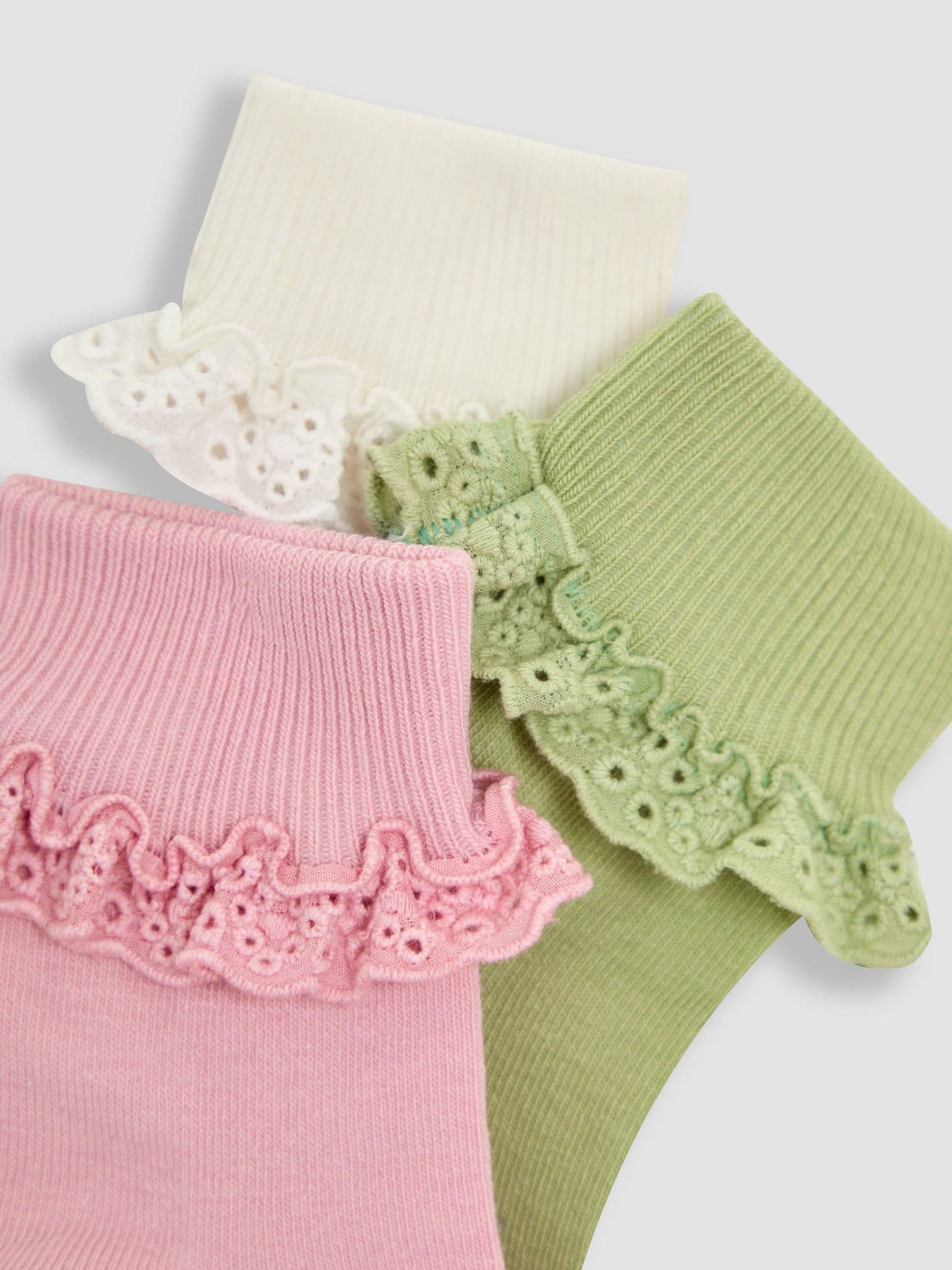 JoJo Maman Bébé Khaki Frilly Socks 3 Pack image 5