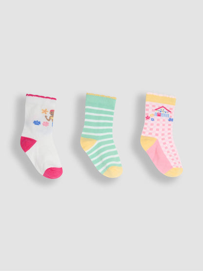 JoJo Maman Bébé Blue 3-Pack Socks image 1