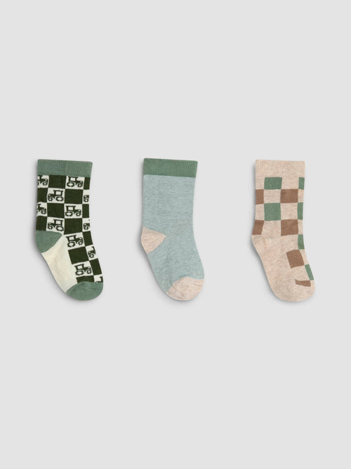 JoJo Maman Bébé Green 3-Pack Tractor Socks image 1