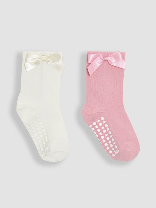 JoJo Maman Bébé Pink Bow Socks 2 Pack image 1