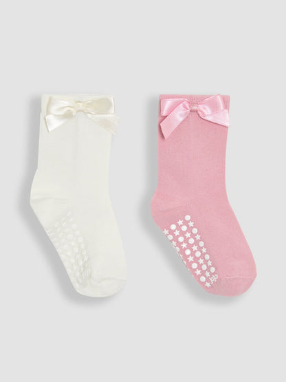 JoJo Maman Bébé Pink Bow Socks 2 Pack image 1