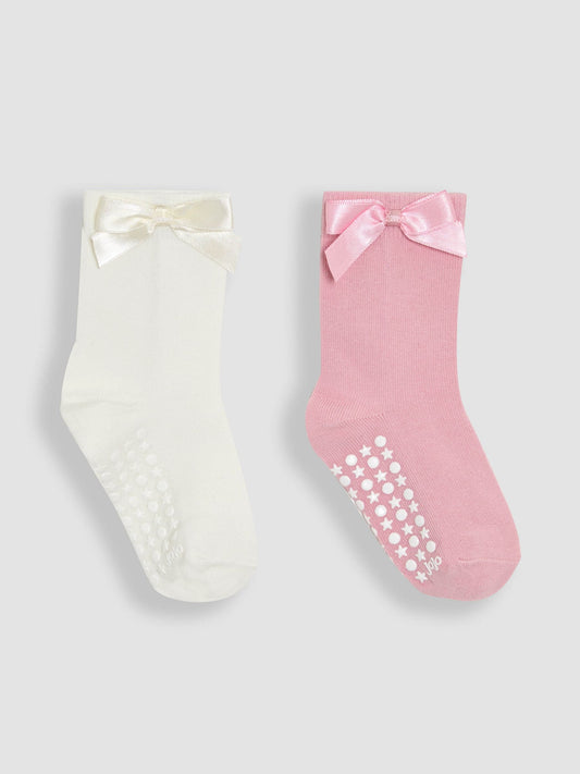 JoJo Maman Bébé Pink Bow Socks 2 Pack image 1