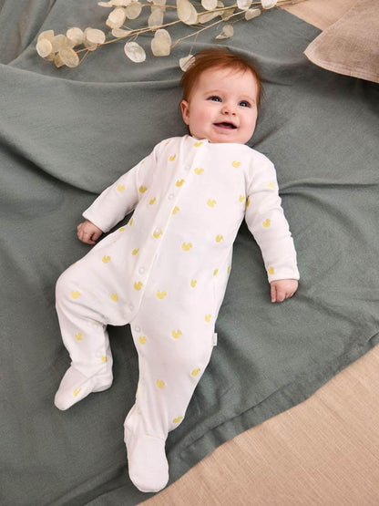 JoJo Maman Bébé Yellow Duck Cotton Duck Embroidered Sleepsuit image 4