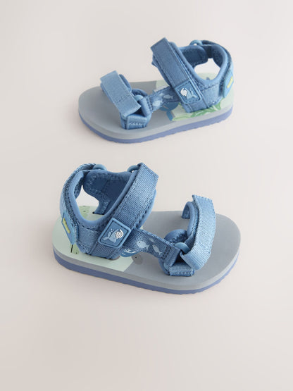 Blue Sea Print Wide Fit (G) Touch Fastening Adjustable Strap Tape Trekker Walking Sandals image 1