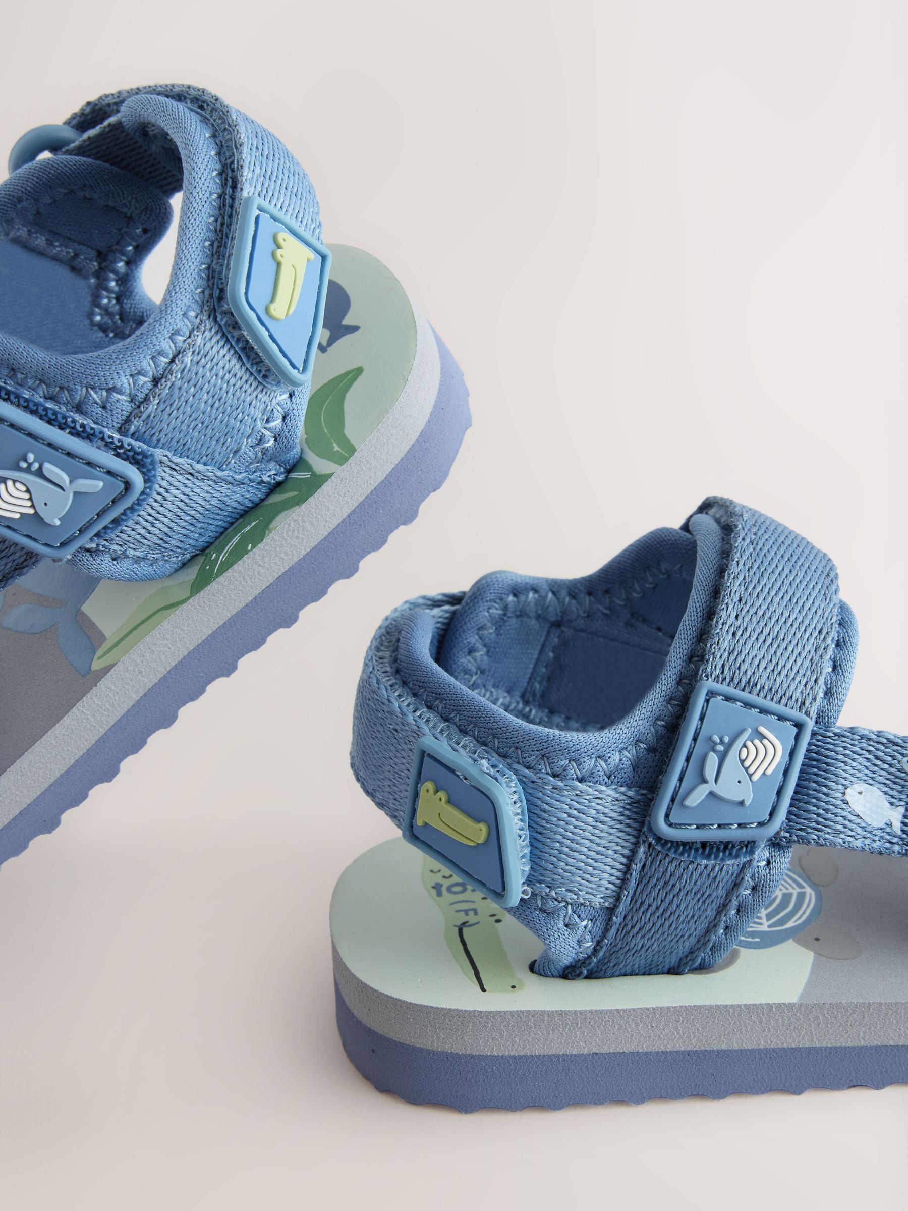 Blue Sea Print Wide Fit (G) Touch Fastening Adjustable Strap Tape Trekker Walking Sandals image 3