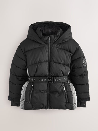 Baker by Ted Baker Shower Resistant Panel Belted Black Padded Coat image 6