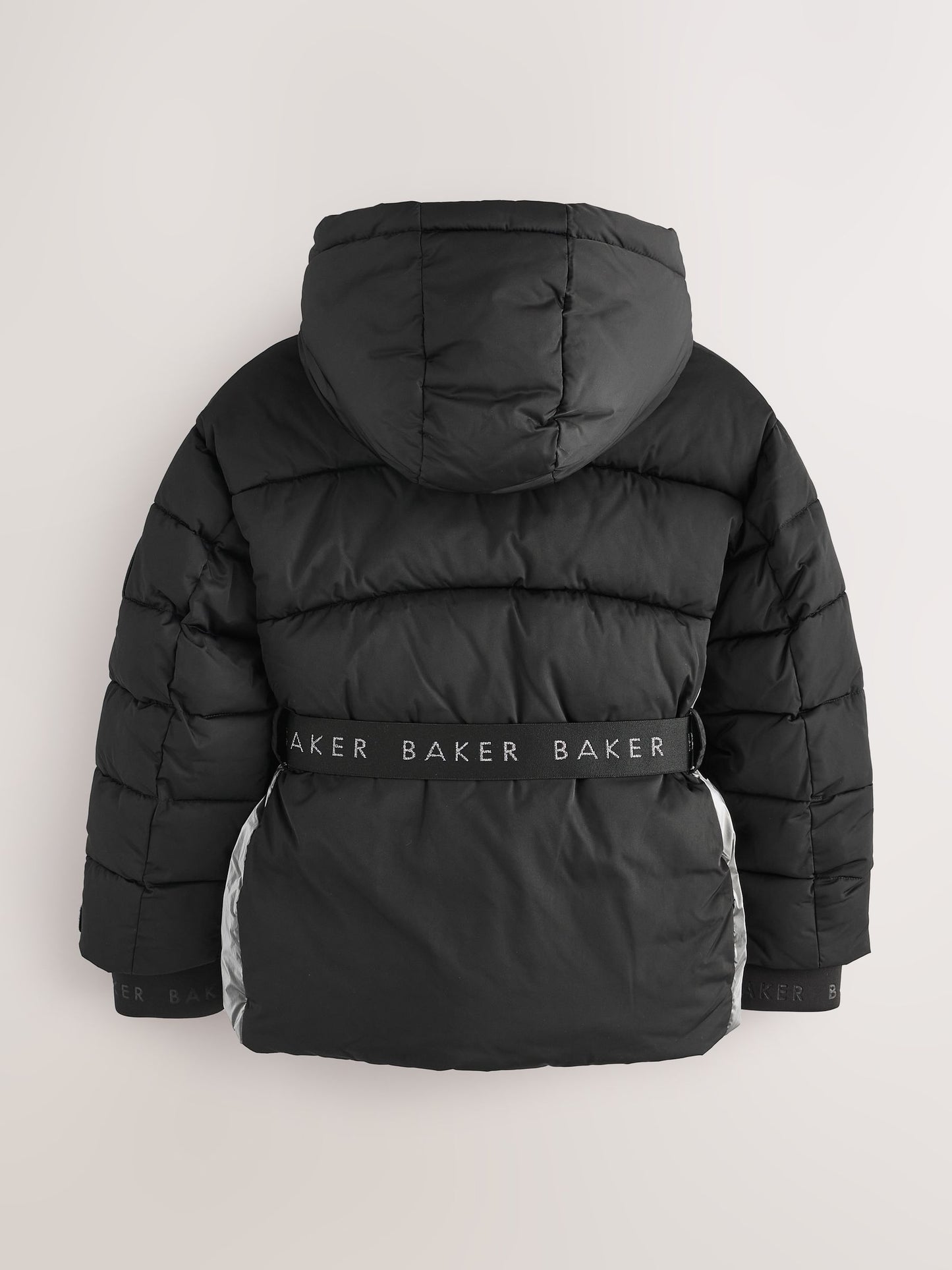Baker by Ted Baker Shower Resistant Panel Belted Black Padded Coat image 8