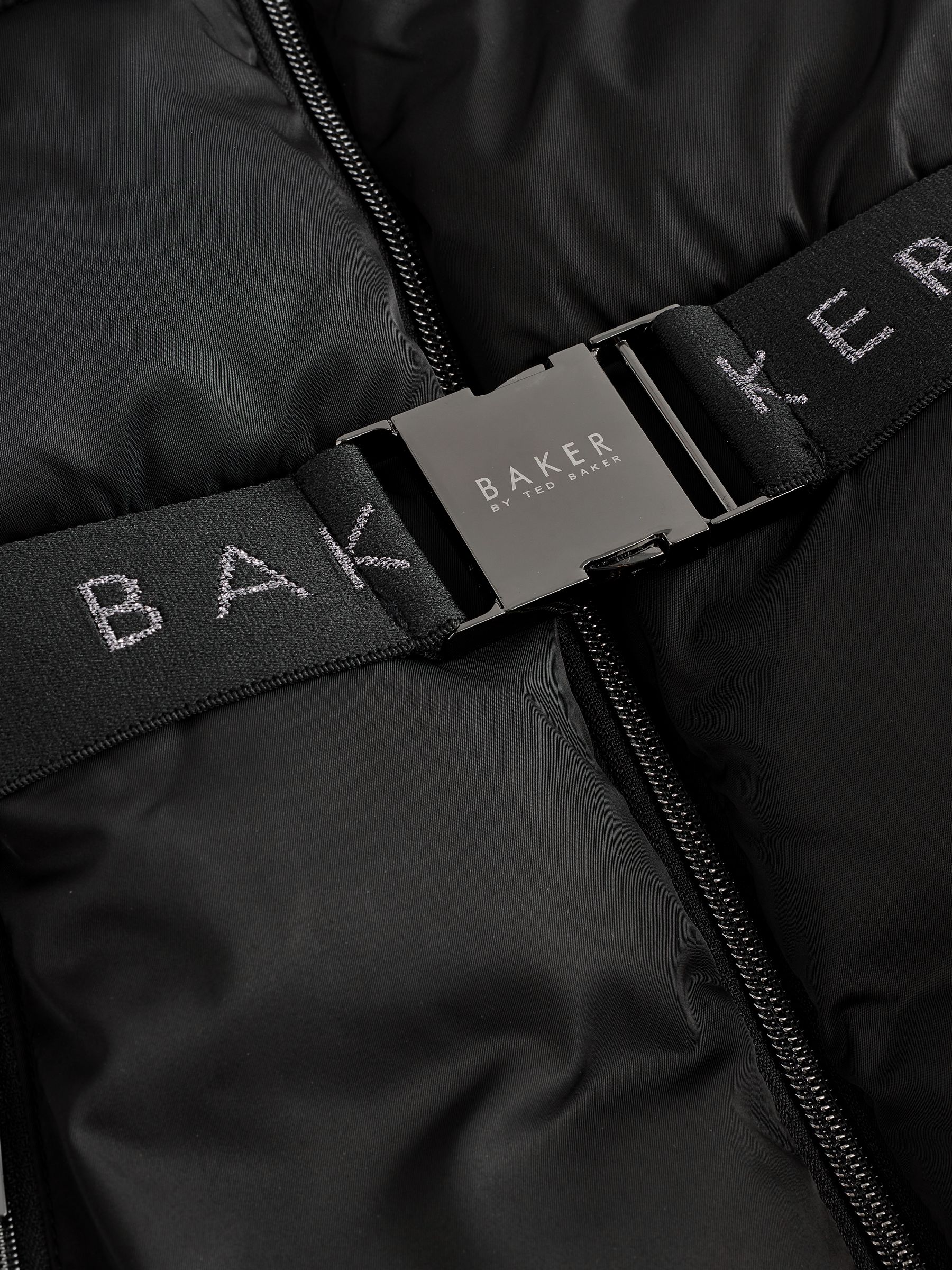 Baker by Ted Baker Shower Resistant Panel Belted Black Padded Coat image 9