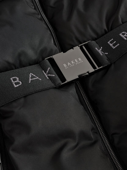 Baker by Ted Baker Shower Resistant Panel Belted Black Padded Coat image 9