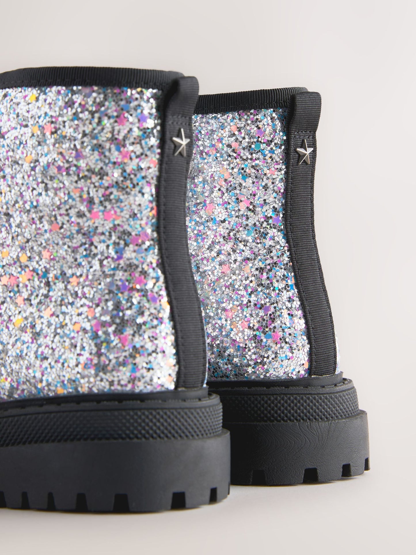 Dsiney Kidz - Silver Glitter Standard Fit (F) Warm Lined Lace-Up Ankle Boots image 4