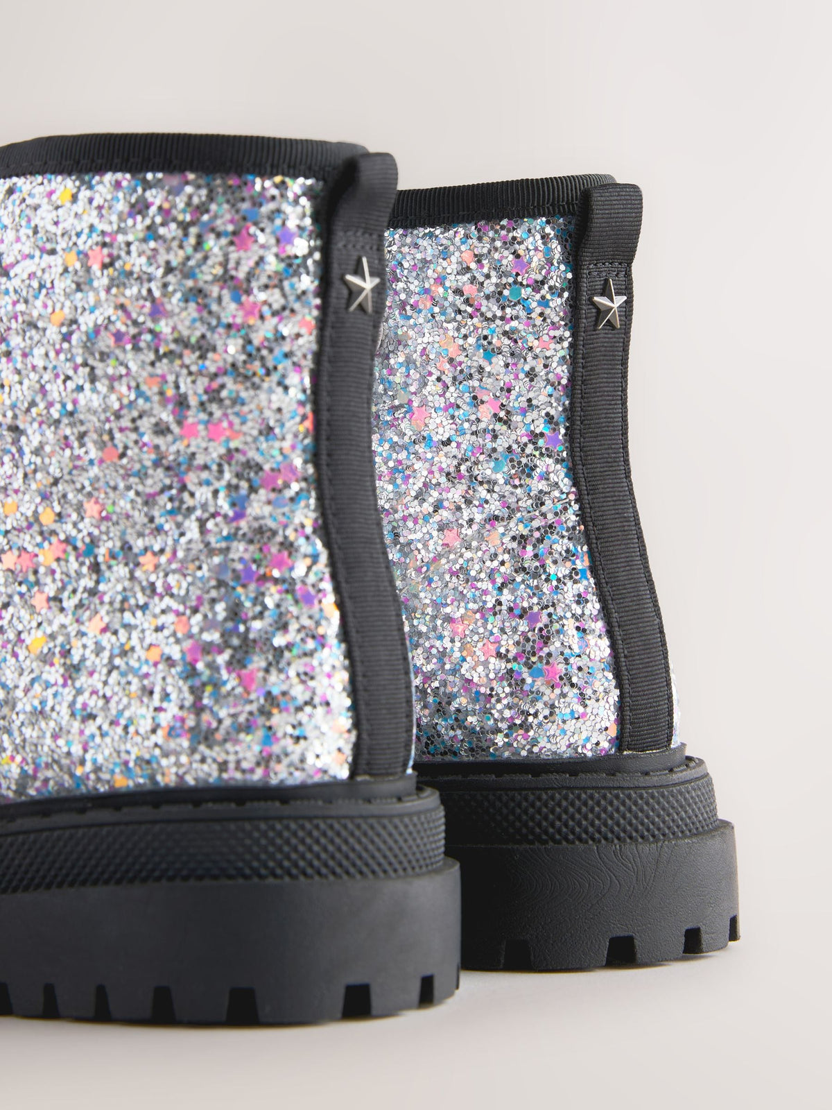 Dsiney Kidz - Silver Glitter Standard Fit (F) Warm Lined Lace-Up Ankle Boots image 4