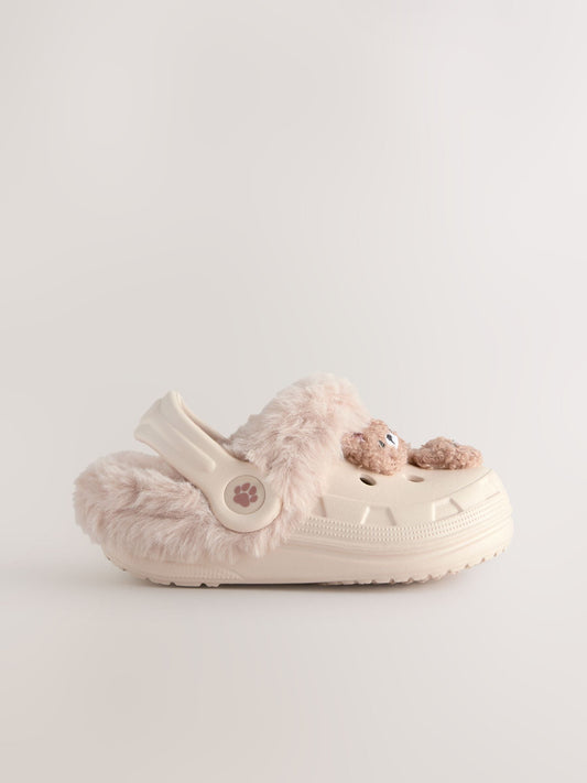 Neutral Bear Faux Fur Lined Clog Slippers image 2