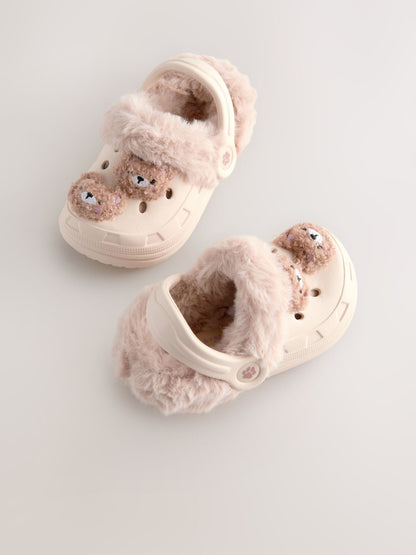 Neutral Bear Faux Fur Lined Clog Slippers image 3