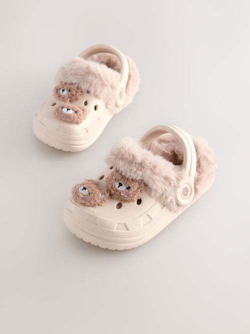 Neutral Bear Faux Fur Lined Clog Slippers image 1