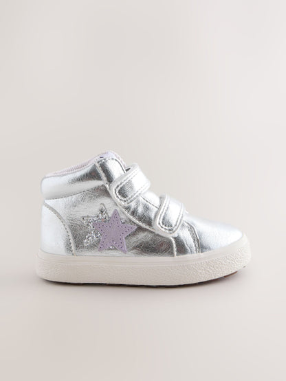 Silver Standard Fit (F) Touch Fasten High Top Trainers image 3