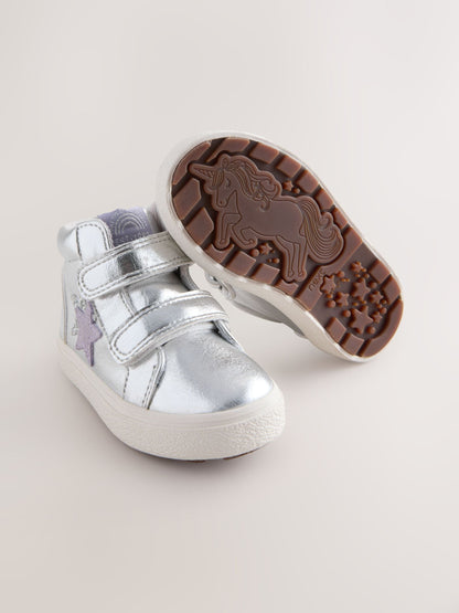 Silver Standard Fit (F) Touch Fasten High Top Trainers image 4