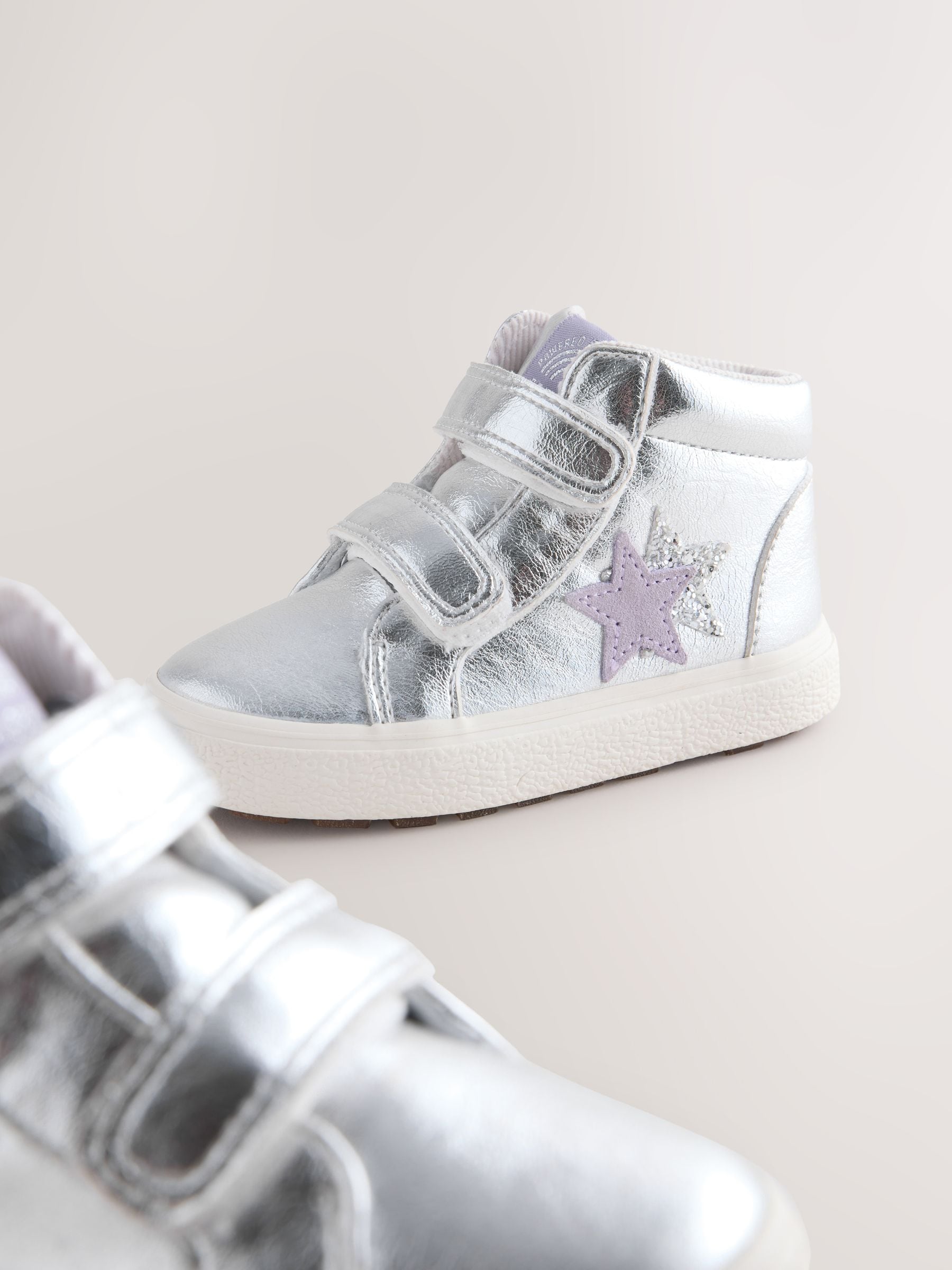 Silver Standard Fit (F) Touch Fasten High Top Trainers image 6