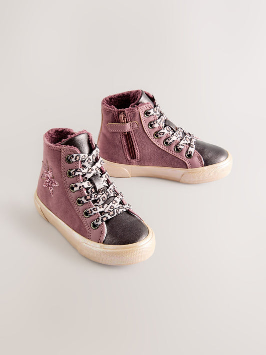 Purple Standard Fit (F) Star High Top Trainers image 2