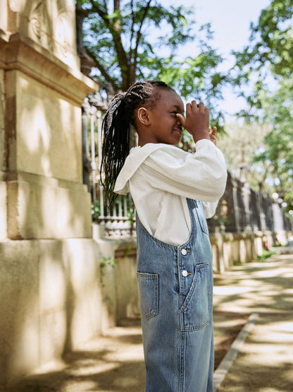 Dark Blue Wide Leg Dungarees (3-16yrs)