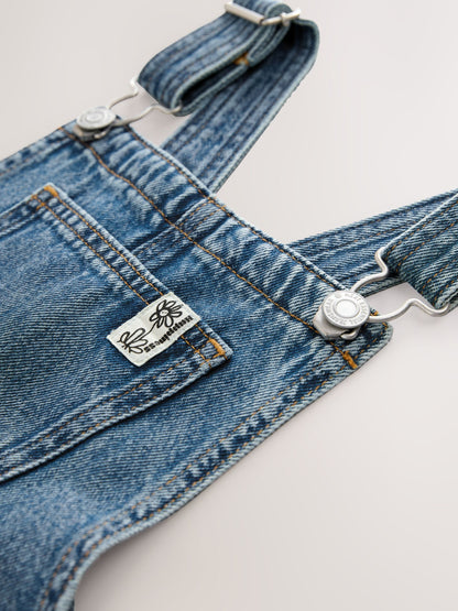 Dark Blue Wide Leg Dungarees (3-16yrs)