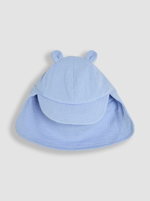 JoJo Maman Bébé Blue Muslin Legionnaire Cap image 1