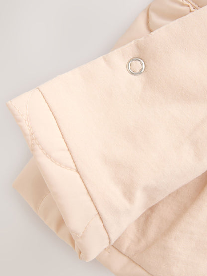 Neutral Oversized Collar Faux Fur Collar Quilted Baby Jacket (0mths-2yrs)