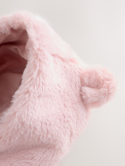 Pink Faux Fur Hooded Baby Jacket (0mths-2yrs)