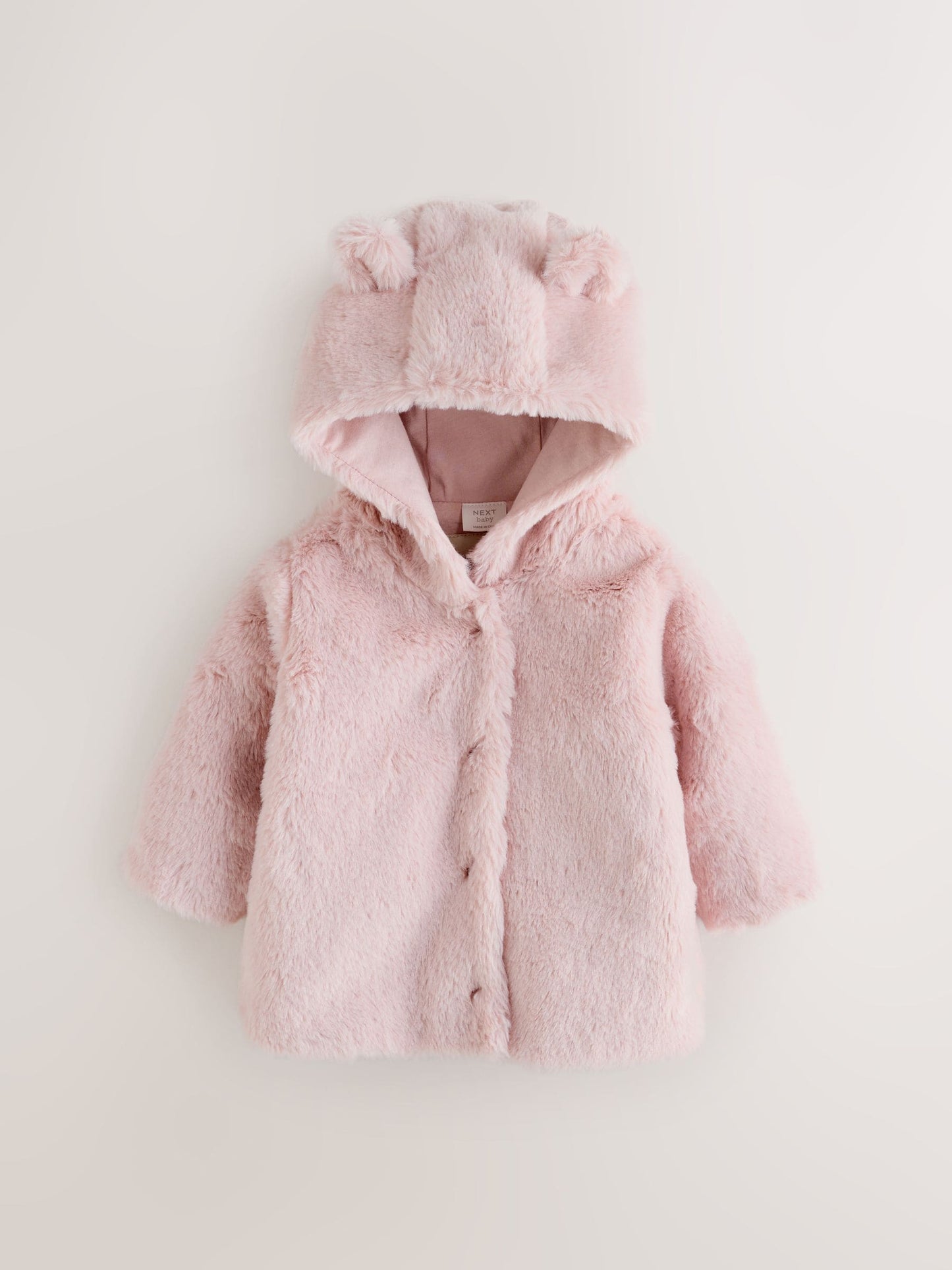Pink Faux Fur Hooded Baby Jacket (0mths-2yrs)