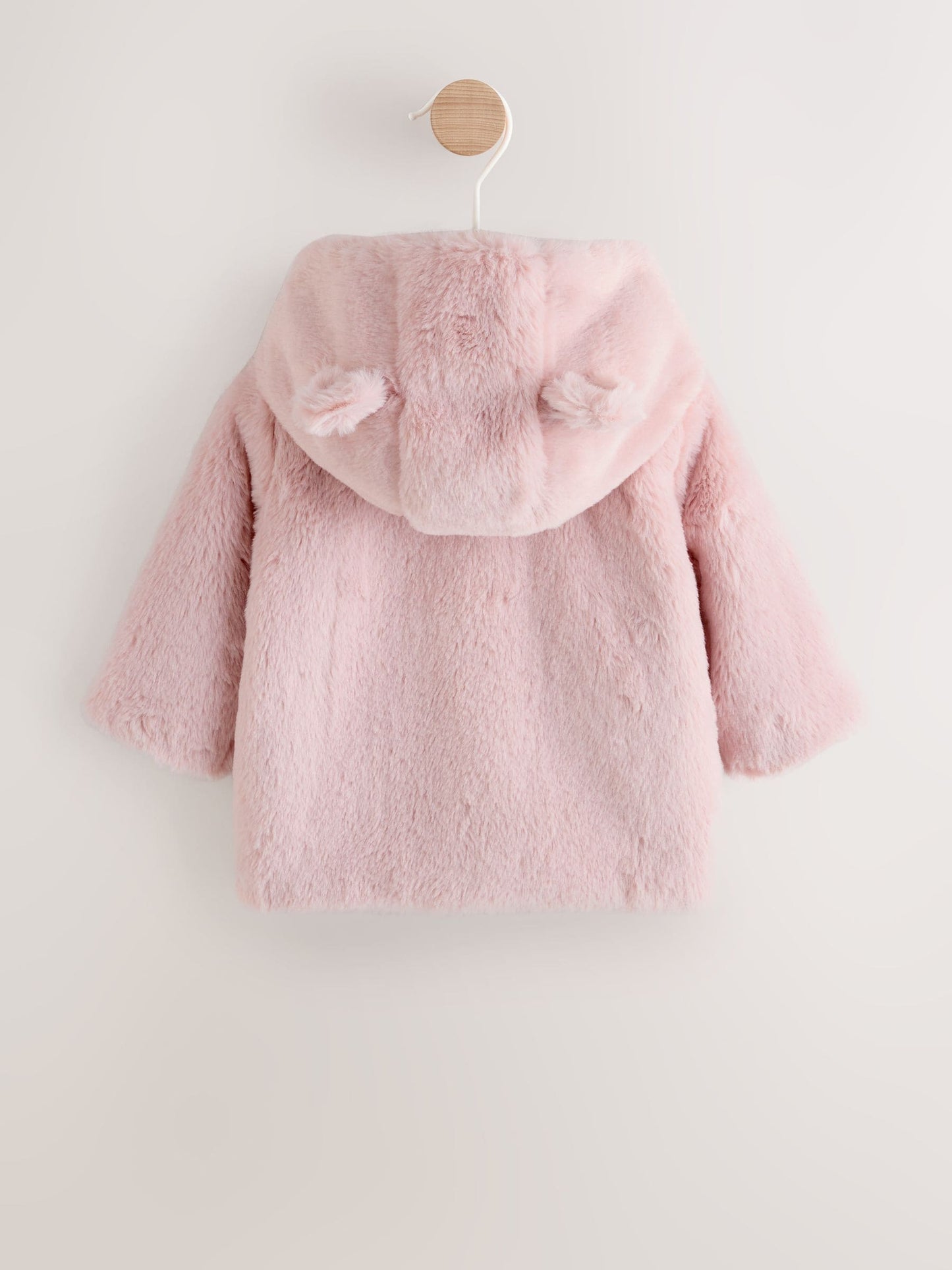 Pink Faux Fur Hooded Baby Jacket (0mths-2yrs)