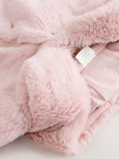 Pink Faux Fur Hooded Baby Jacket (0mths-2yrs)