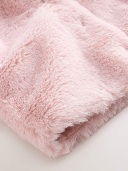 Pink Faux Fur Hooded Baby Jacket (0mths-2yrs)