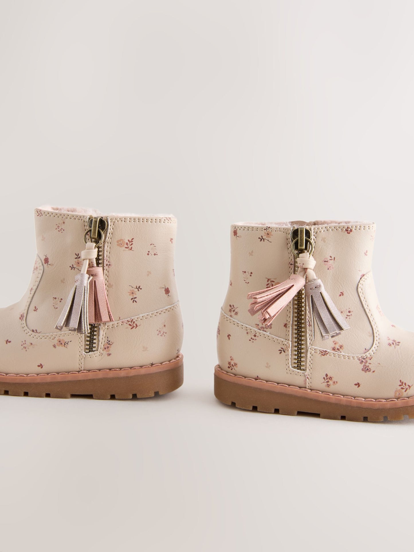 Neutral Floral Standard Fit (F) Chelsea Zip Tassel Ankle Boots image 3