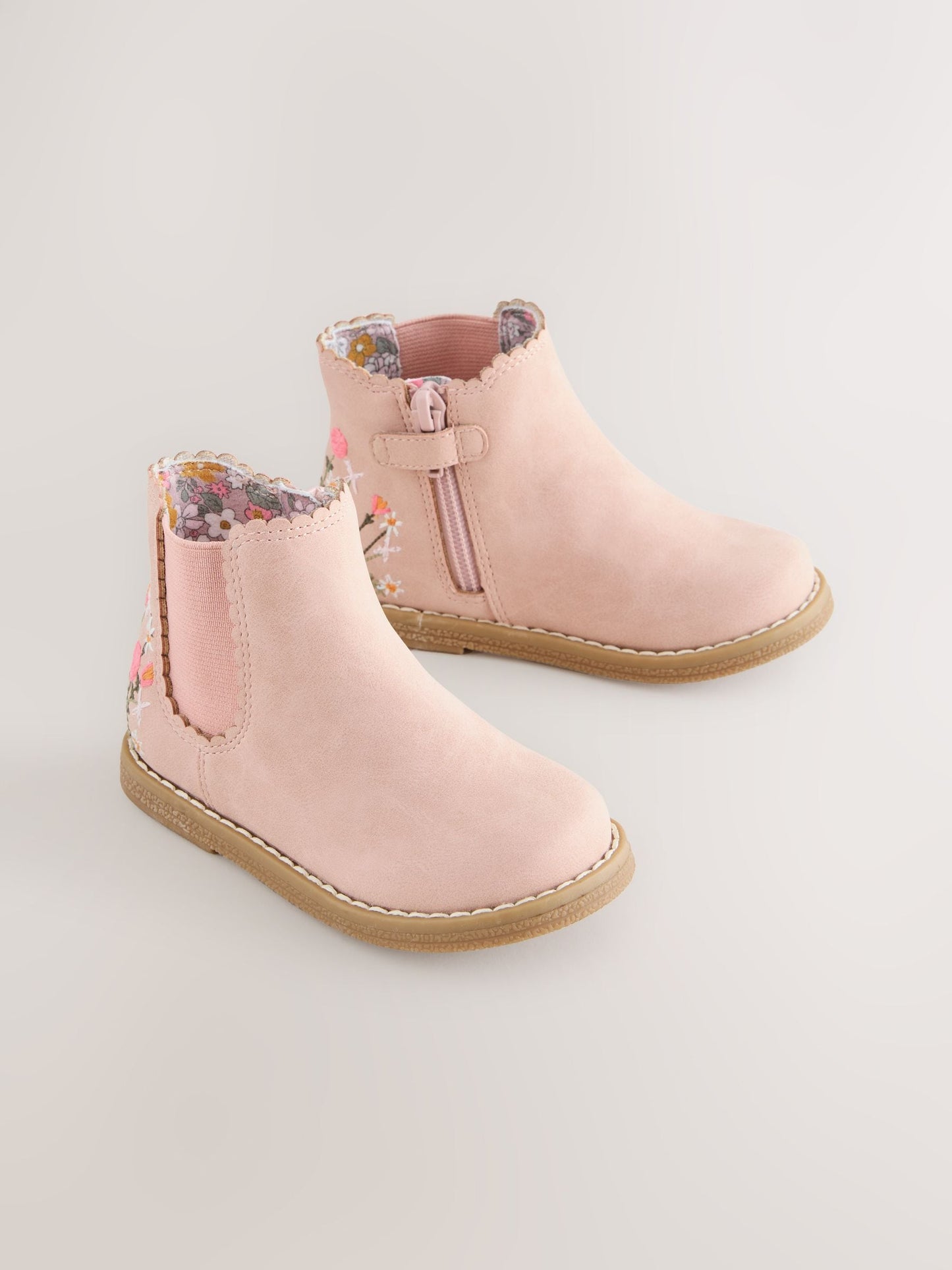 Pink Embroidered Standard Fit (F) Chelsea Ankle Boots image 2