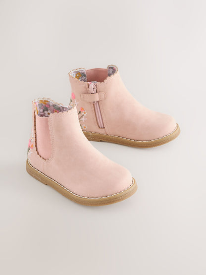 Pink Embroidered Standard Fit (F) Chelsea Ankle Boots image 2