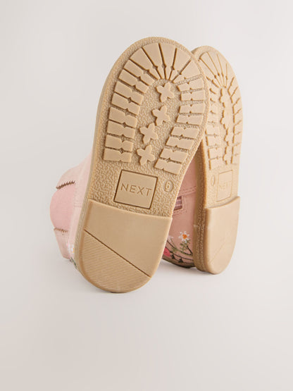 Pink Embroidered Standard Fit (F) Chelsea Ankle Boots image 4