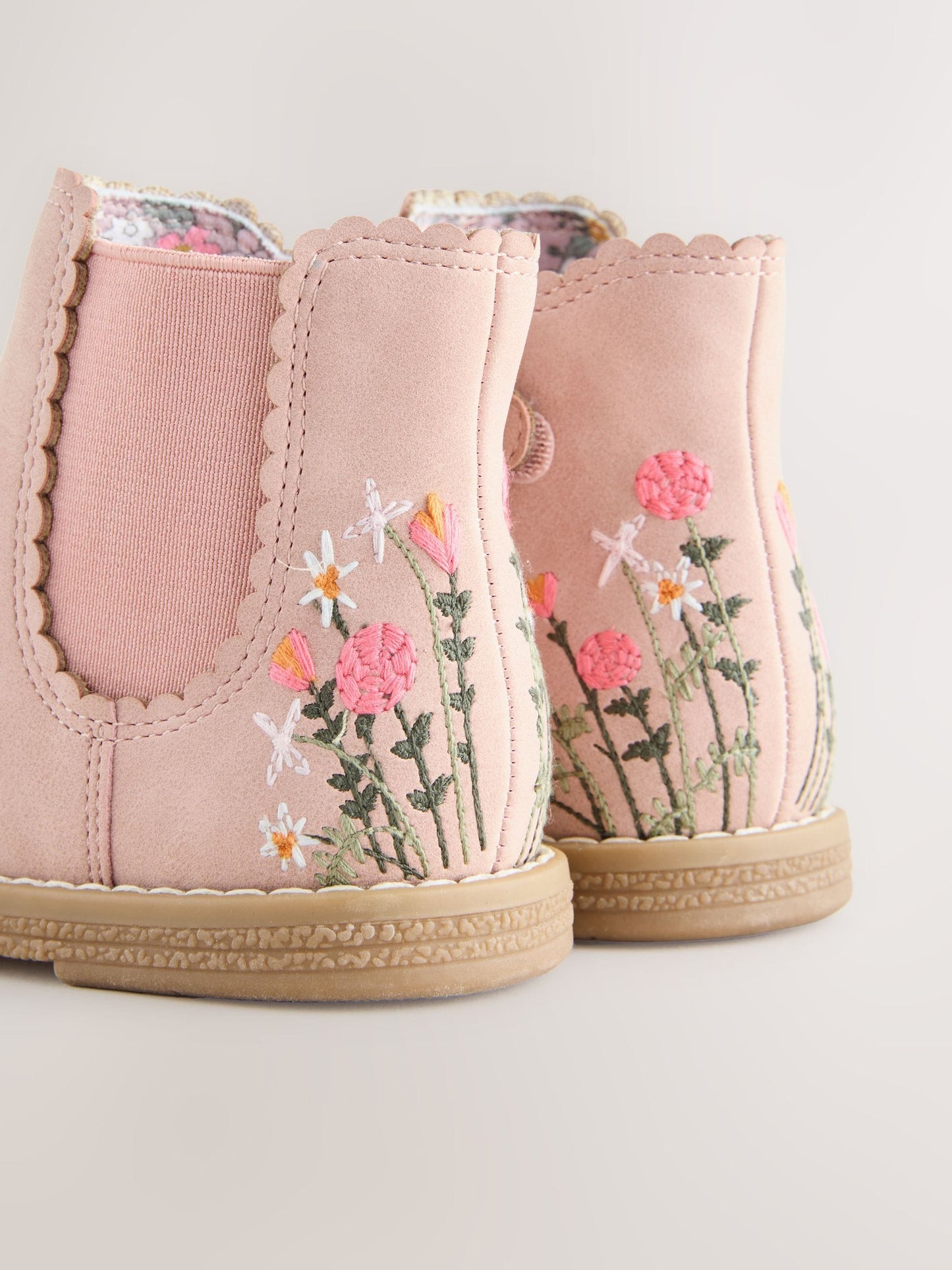 Pink Embroidered Standard Fit (F) Chelsea Ankle Boots image 4