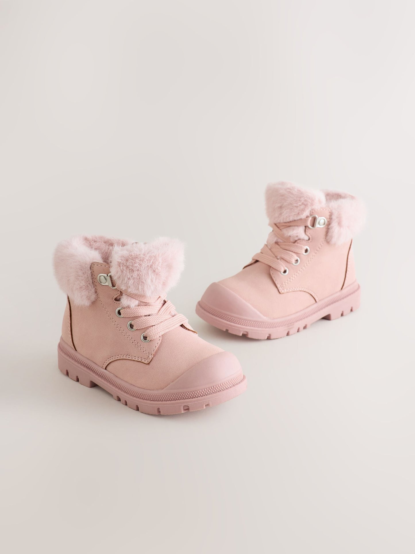 Dsiney Kidz - Pink Lace Up Faux Fur Lined Boots image 1