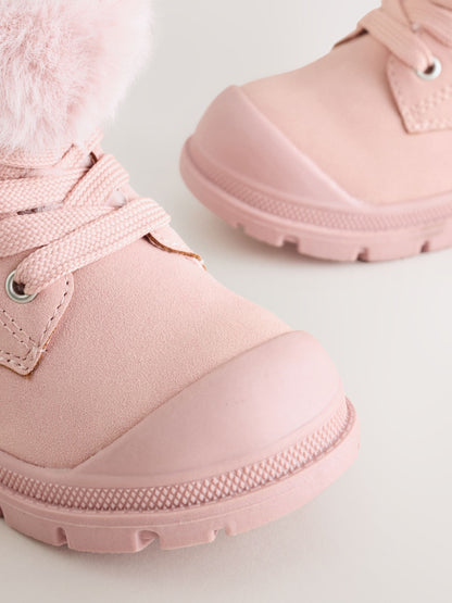 Dsiney Kidz - Pink Lace Up Faux Fur Lined Boots image 5