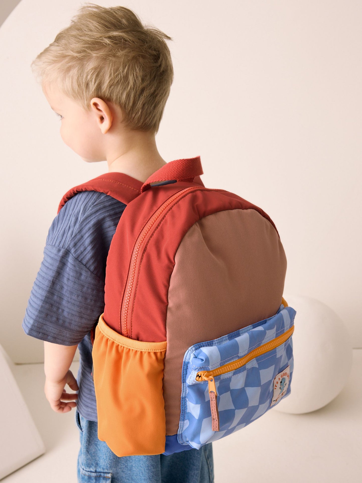 Colourblock Check Backpack image 1
