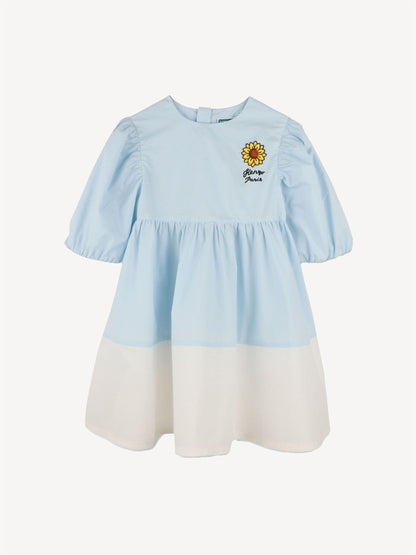 KENZO KIDS Blue Long Sleeve Sunflower 100% Cotton Dress image 1
