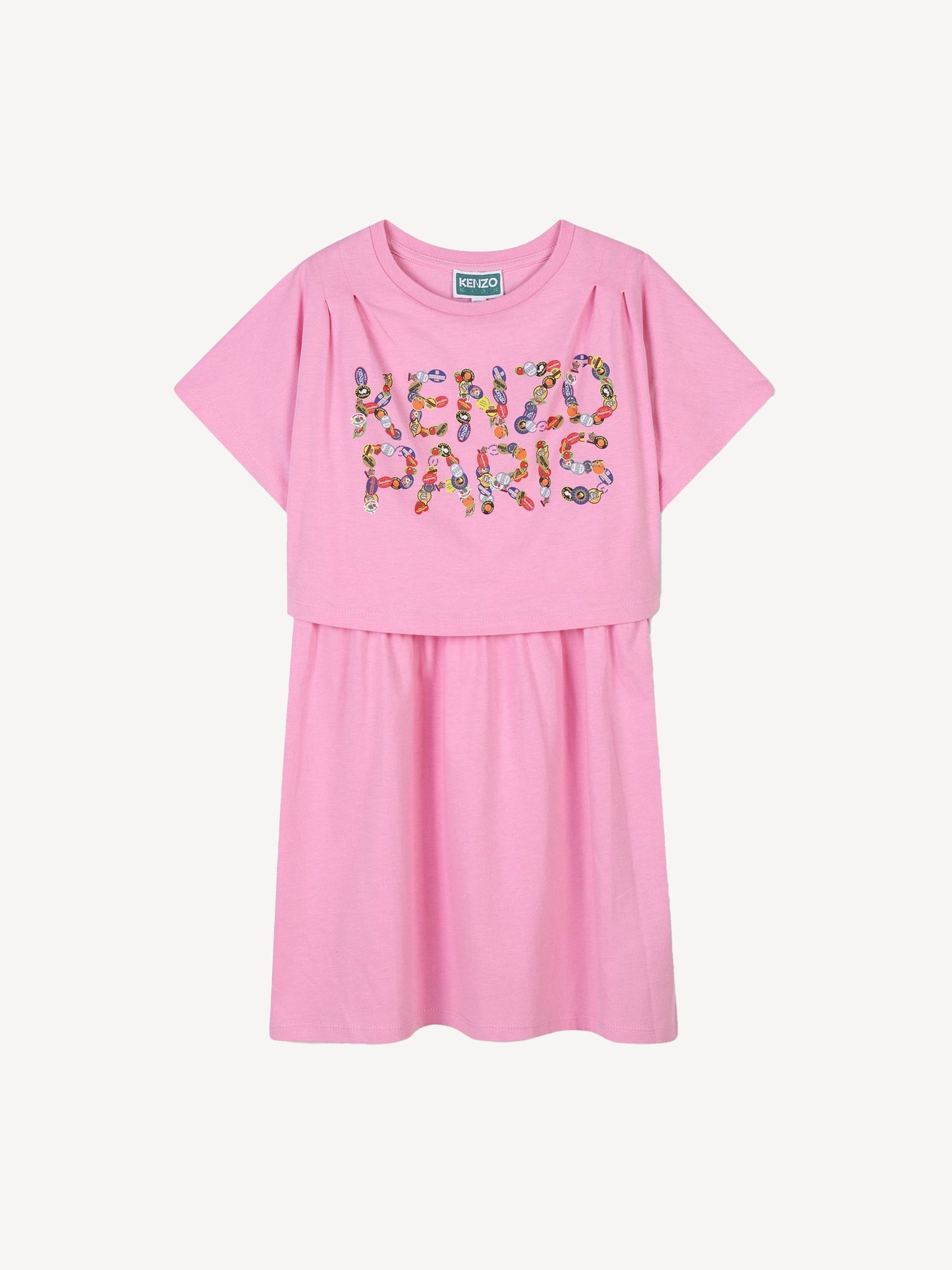 KENZO KIDS Pink Short Sleeve Fruit Logo T-Shirt Dress image 1