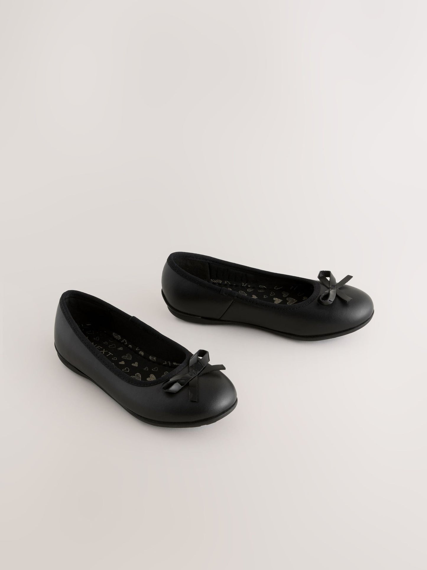 Black Standard Fit (F) Leather Ballerina School Shoes image 1