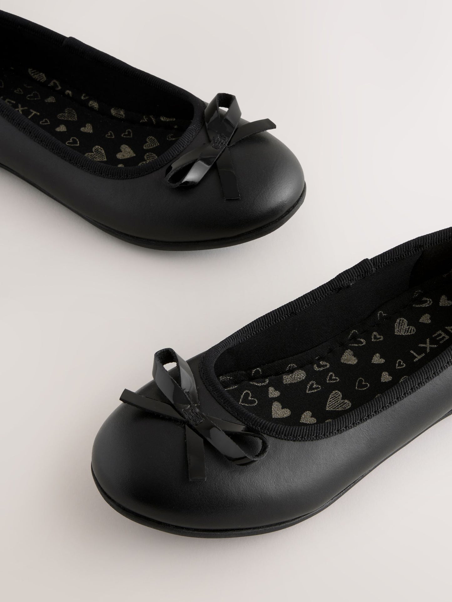 Black Standard Fit (F) Leather Ballerina School Shoes image 3