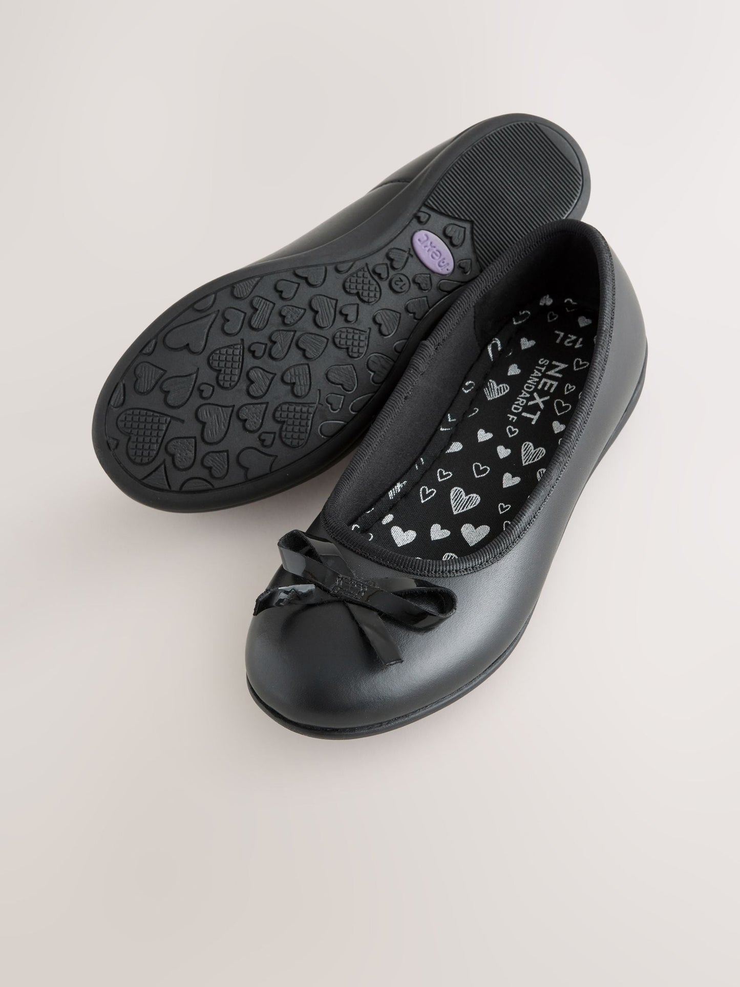 Black Standard Fit (F) Leather Ballerina School Shoes image 4