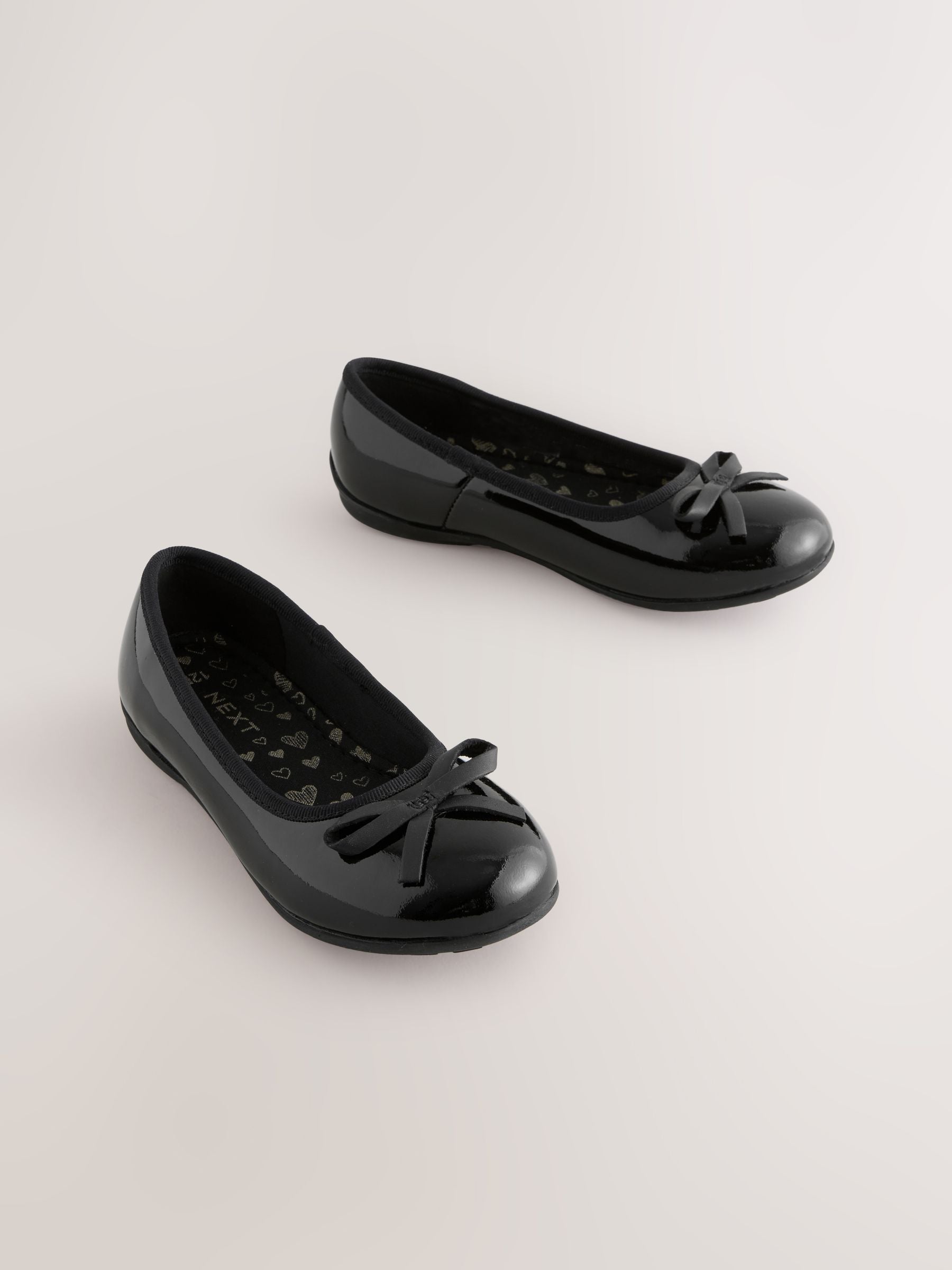 Black Patent Wide Fit (G) Leather Ballerina School Shoes image 1