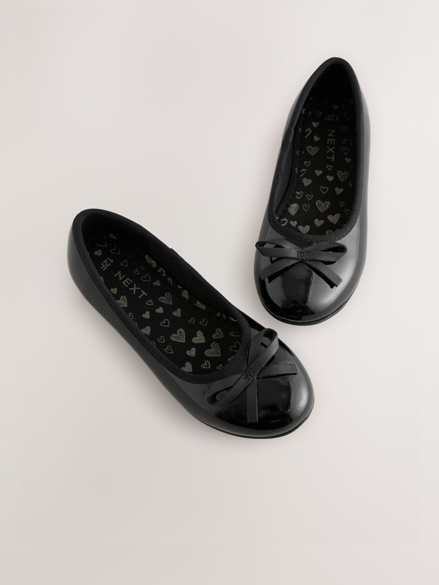 Black Patent Wide Fit (G) Leather Ballerina School Shoes image 2