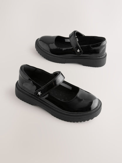 Black Patent Chunky Mary Jane School Shoes image 1