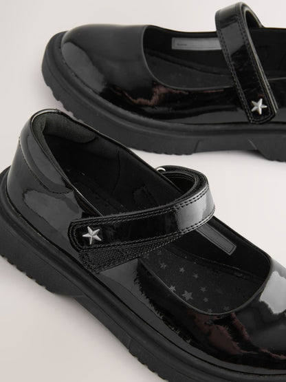 Black Patent Chunky Mary Jane School Shoes image 4