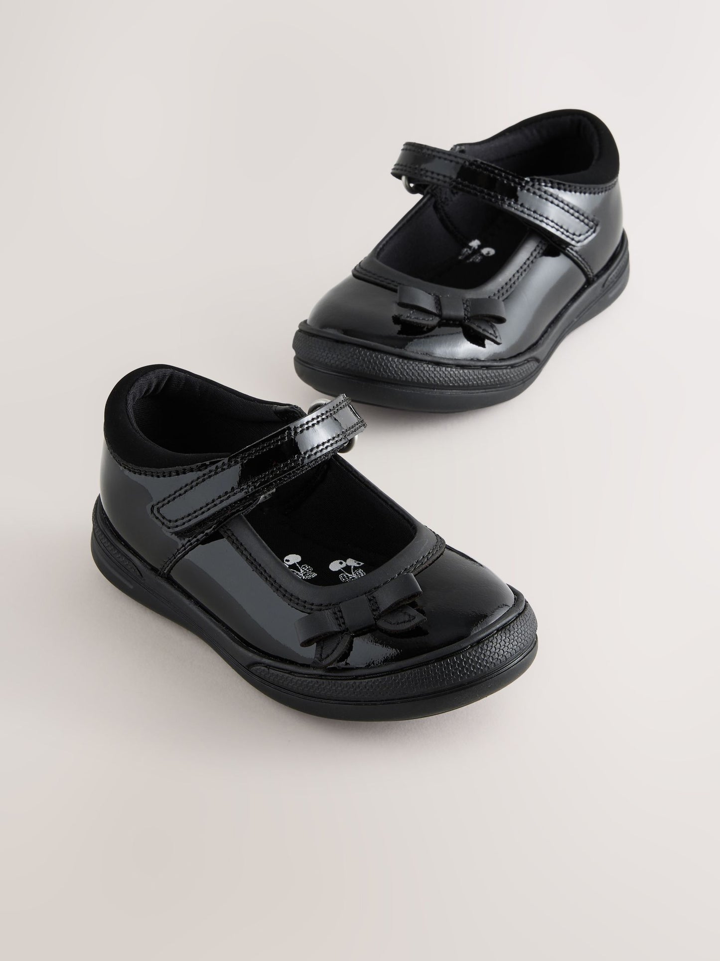 Black Patent Leather Standard Fit (F) Bow Mary Jane School Shoes image 2