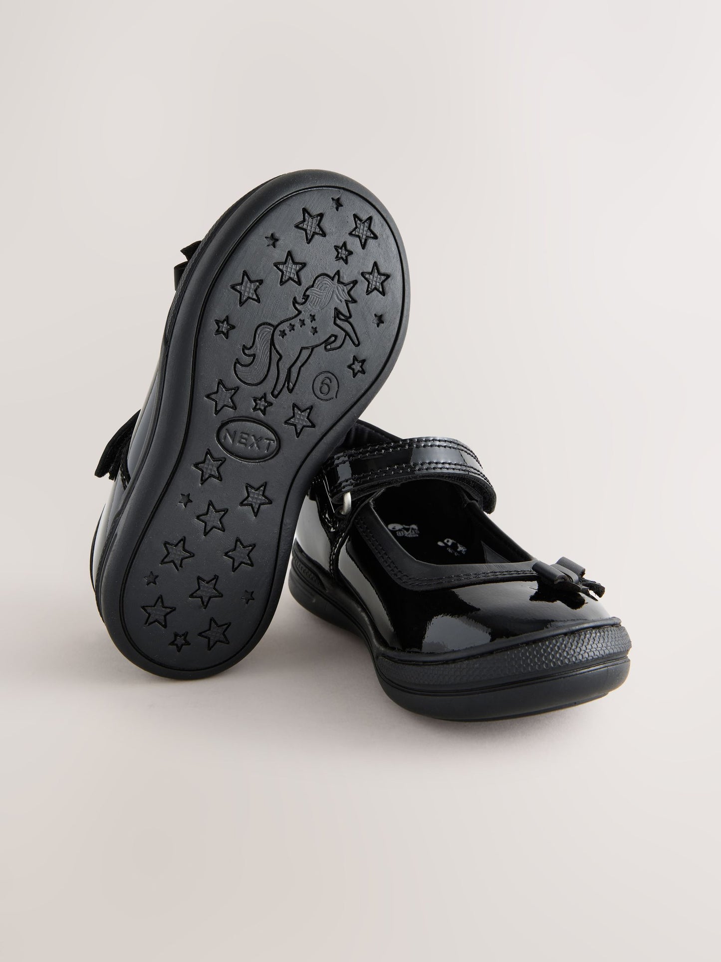 Black Patent Leather Standard Fit (F) Bow Mary Jane School Shoes image 5